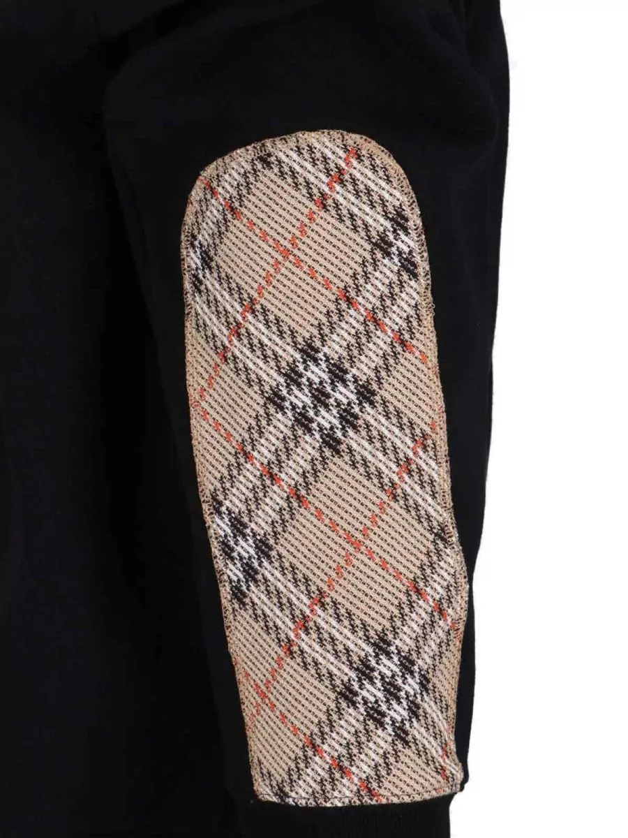 Burberry Hooded Sweatshirt Plaid Elbows Kangaroo Pocket