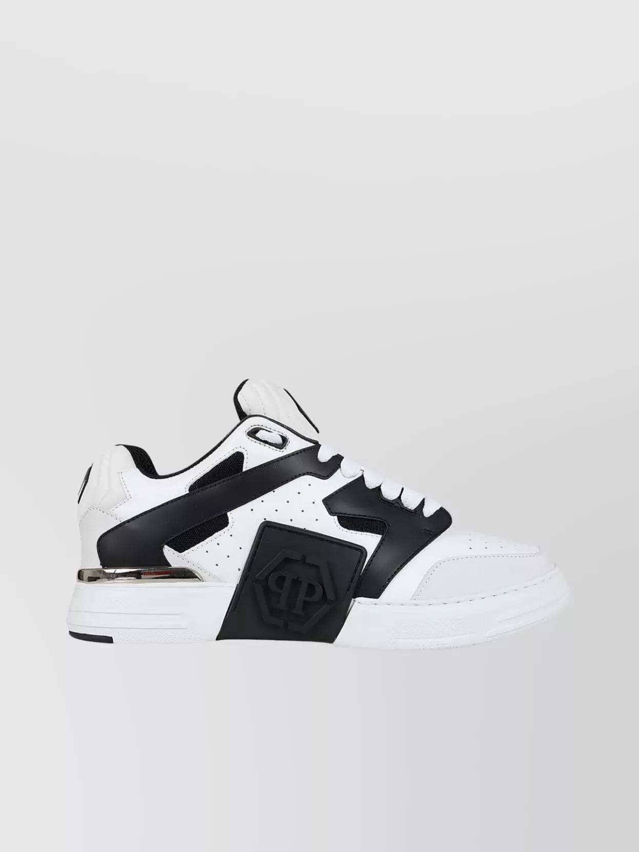Shop Philipp Plein Leather Mix Low-top Sneakers