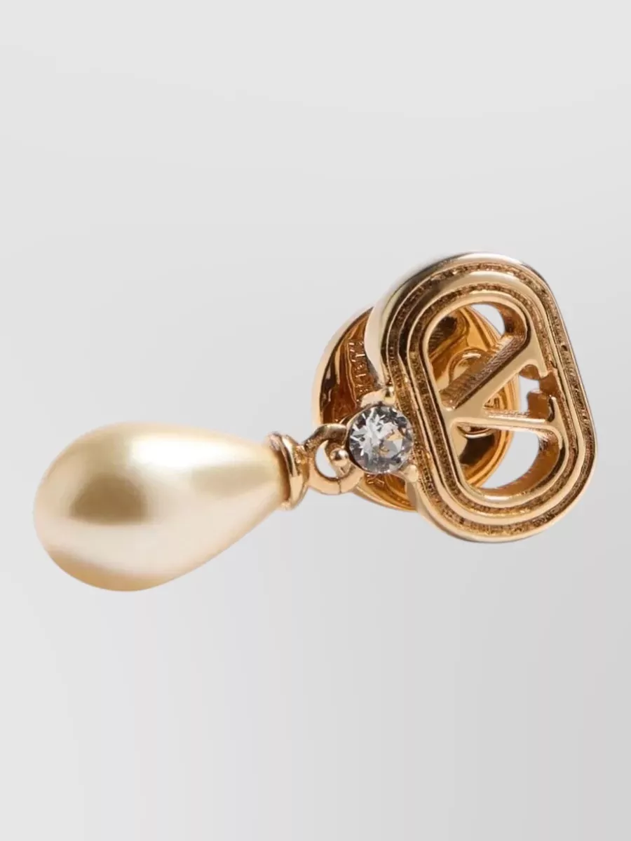 Valentino Garavani Oval Metal Earrings Pearls Crystals