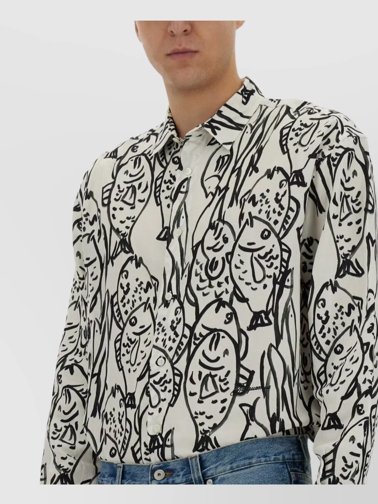 Jacquemus Graphic Print Cuffed Sleeves Long Sleeve Shirt