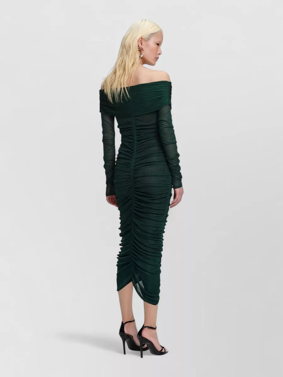 Self-Portrait viscose off-the-shoulder gathered midi dress