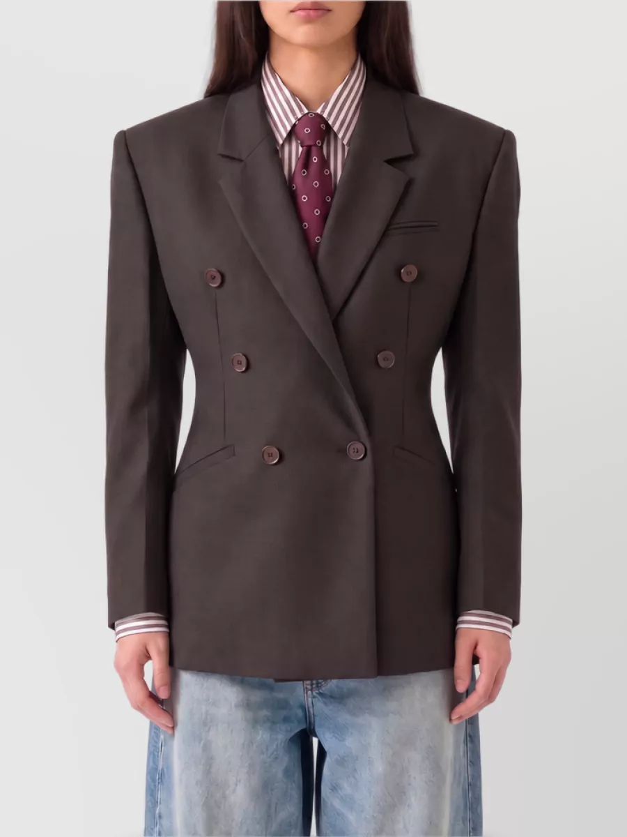 The Frankie Shop wool checked double-breasted blazer
