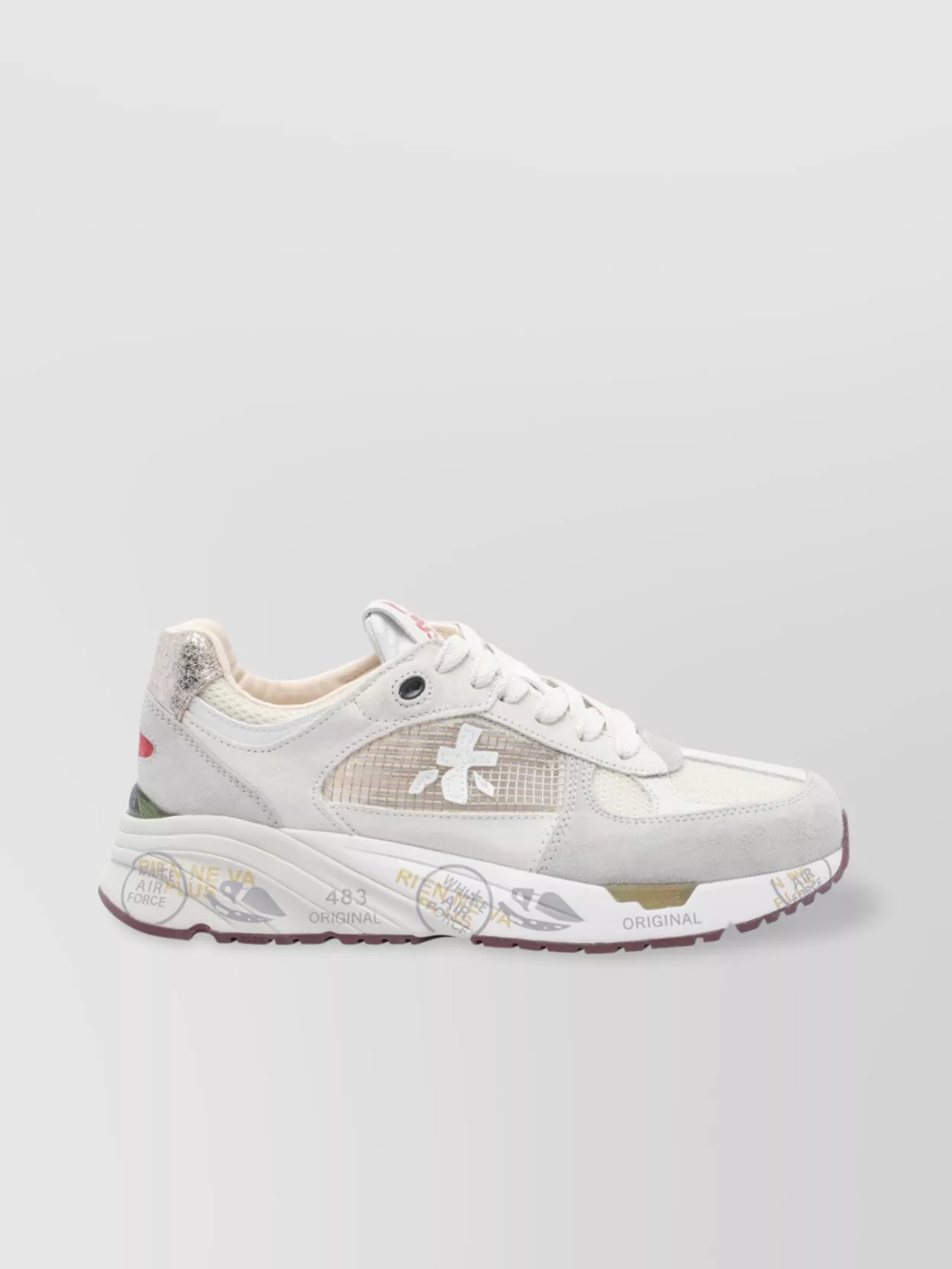Premiata Low Top Leather Sneakers With Mesh Panels