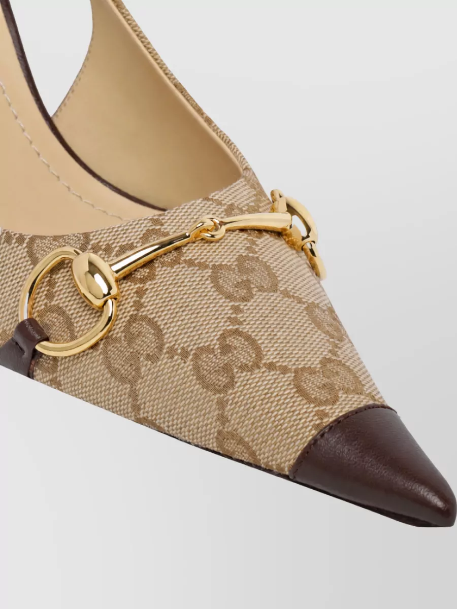Gucci Logo-Print Slingback Pumps