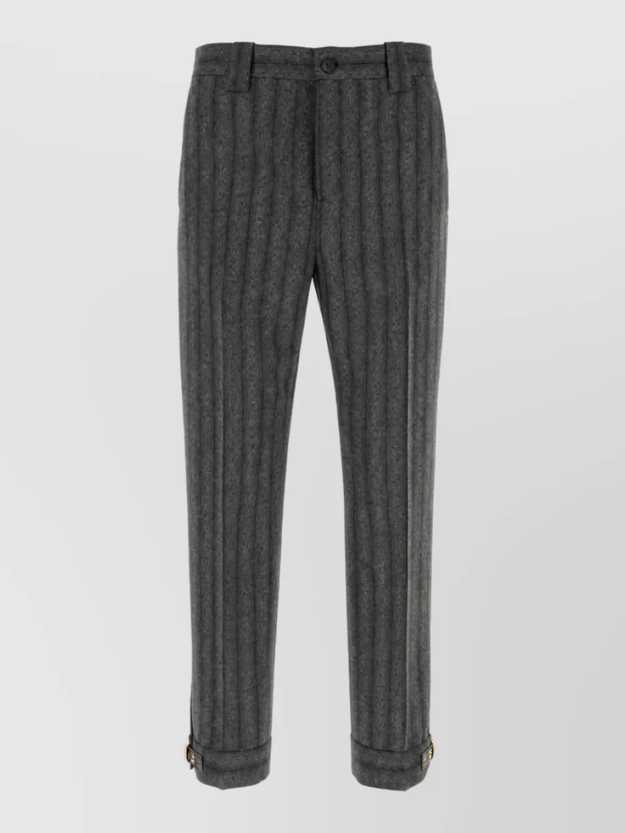 Versace Embroidered virgin wool tailored trousers