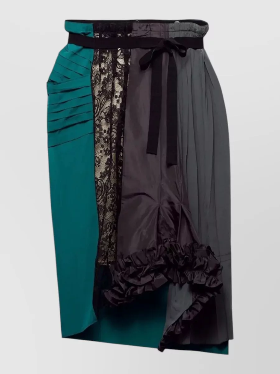 Prada silk asymmetric paneled midi skirt