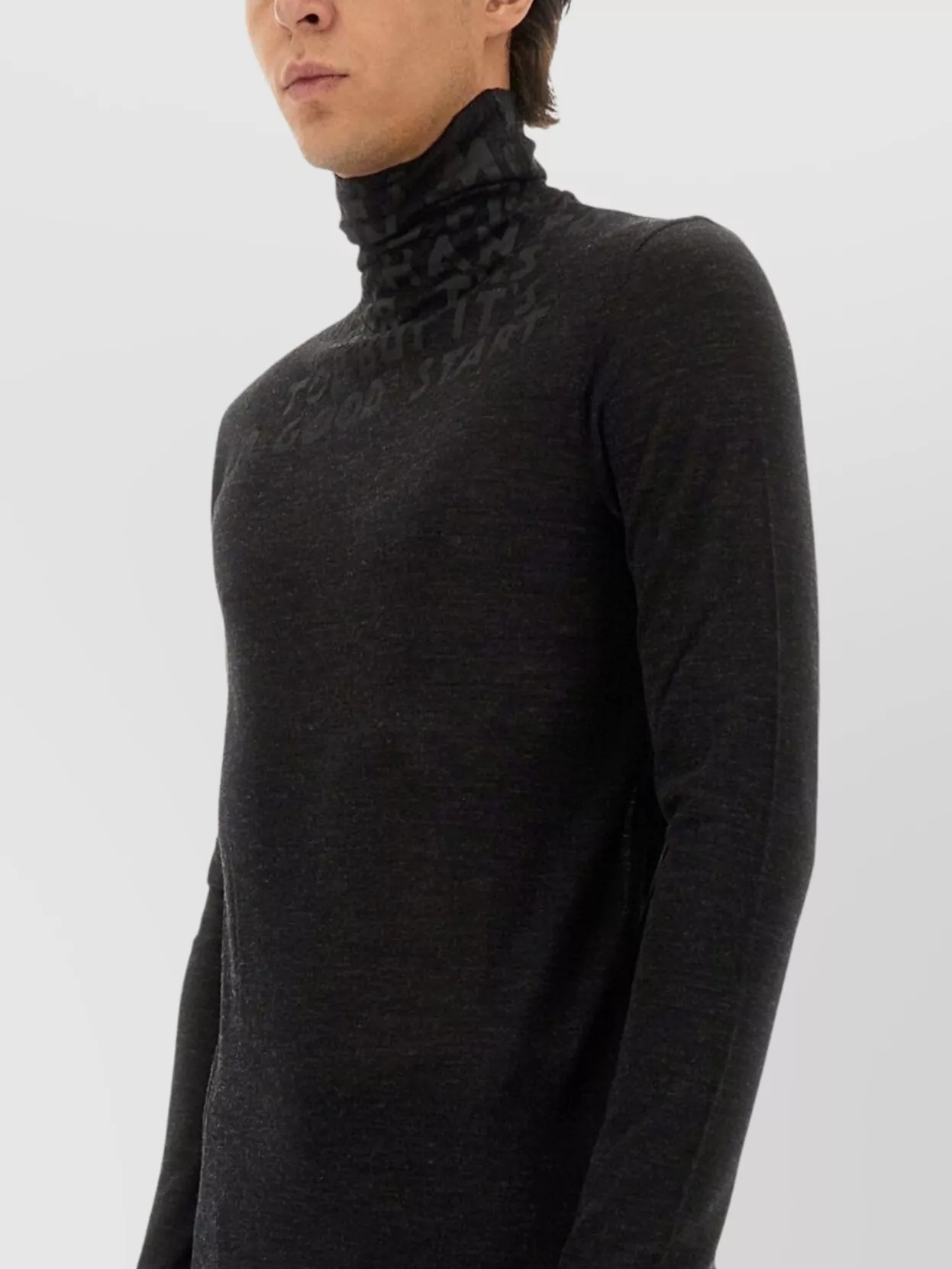 Mm6 Maison Margiela Turtleneck Long Sleeve Knitwear With Text Print