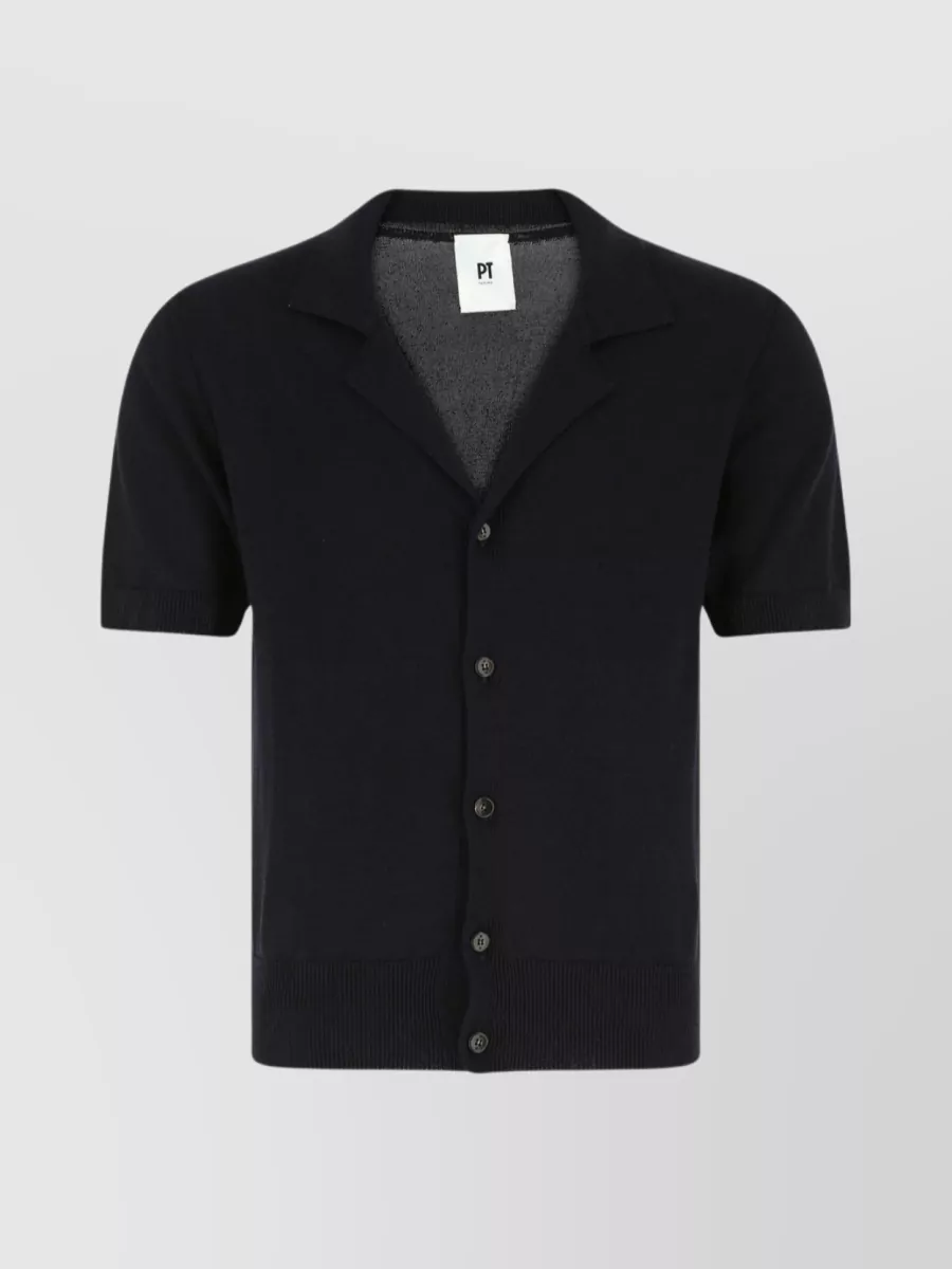 Shop Pt Torino Cardigan With Short Sleeves And V Neckline In Black