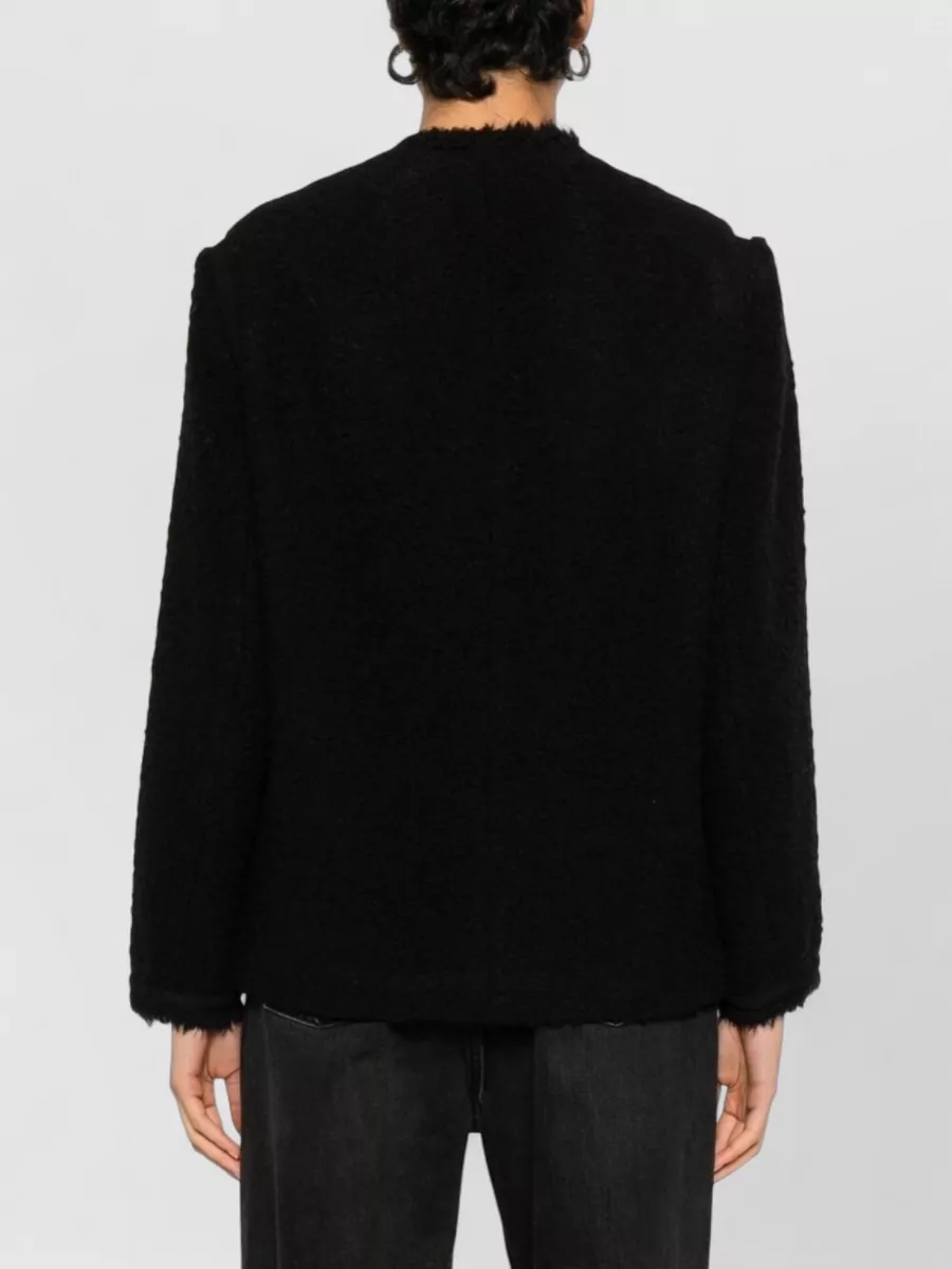 Isabel Marant Maylin Wool Blend Jacket Frayed Edges Pockets