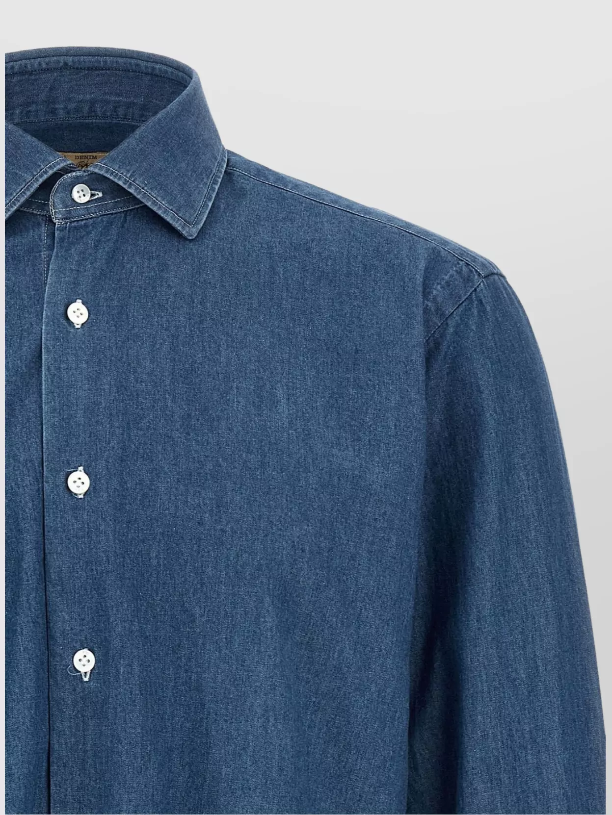 Barba Button-Down Collar Long Sleeve Denim Shirt