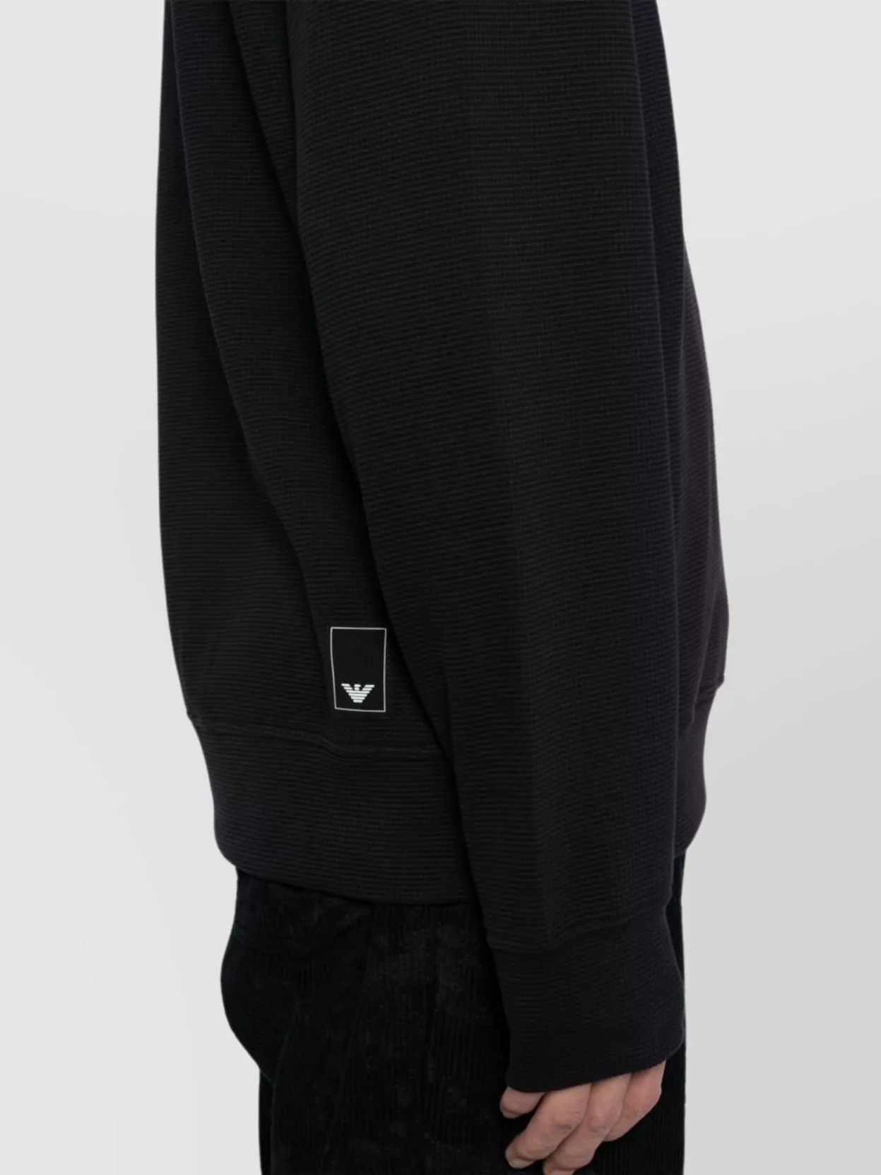 Emporio Armani Hooded Cotton Sweater Ribbed Cuffs