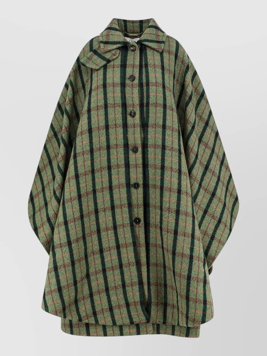 Chloé Wool oversized checked cape coat