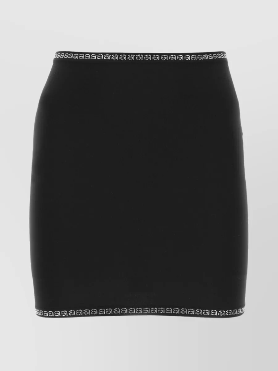 Shop Alexander Wang Mini Skirt With Stretch Waistband And Rhinestone Decoration In Black
