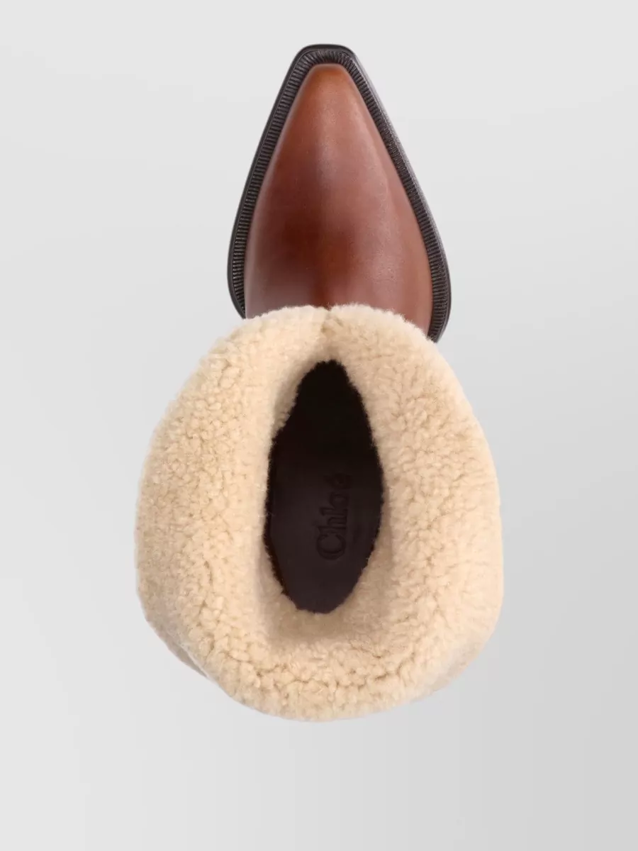 Chloé Leather Fur-Lined Ankle Boots