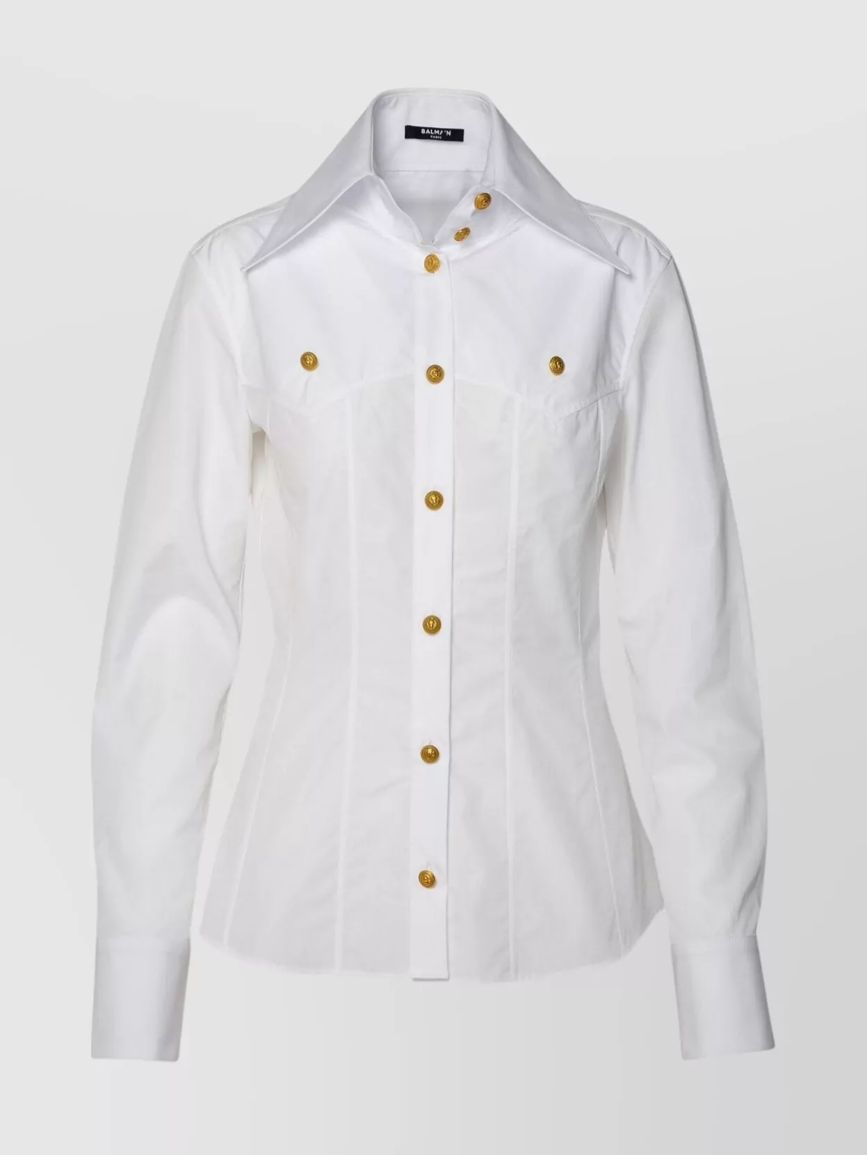 Shop Balmain Cotton Shirt Buttoned Cuffs