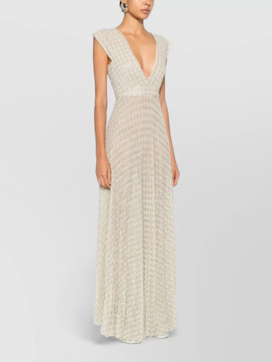 Forte Forte Long Pleated V Neck Open Back Dress