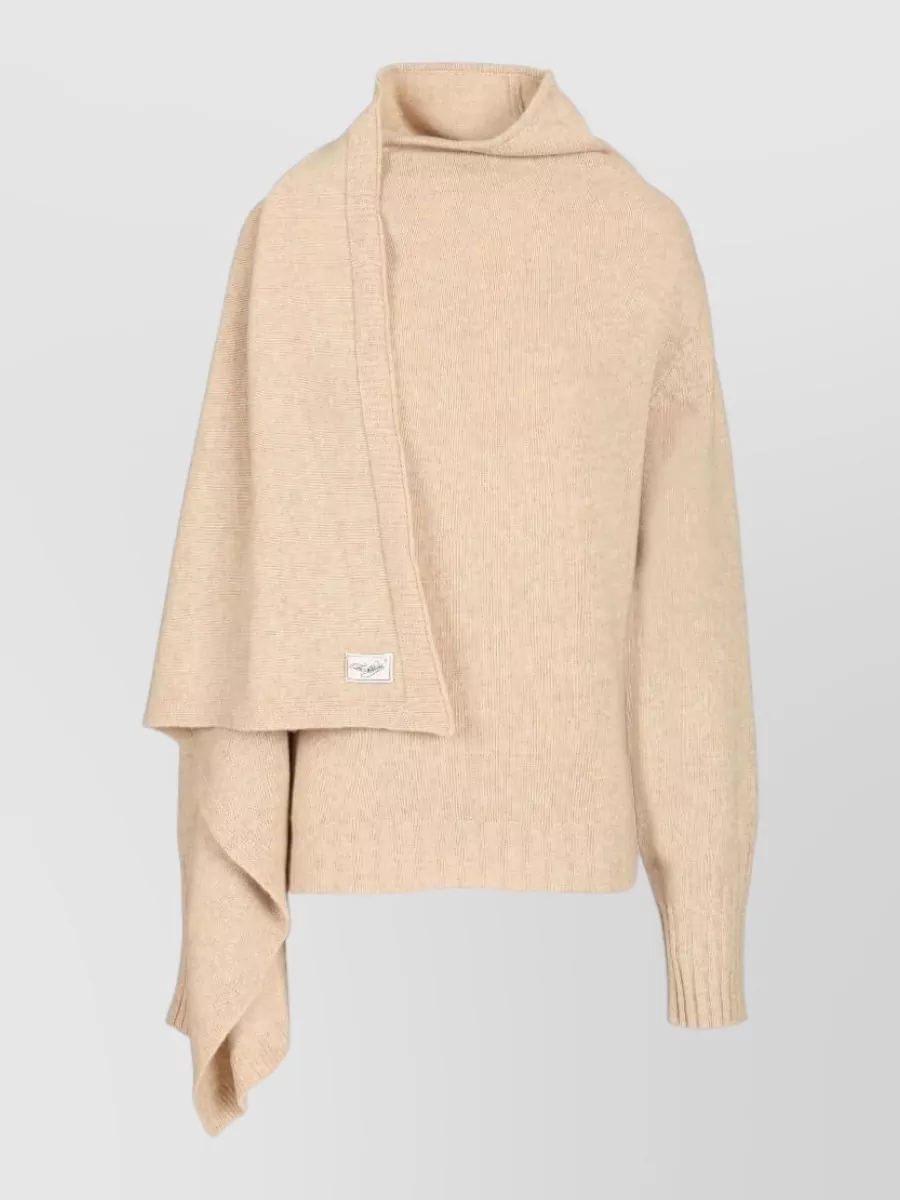 The Attico wool draped-scarf roll-neck sweater