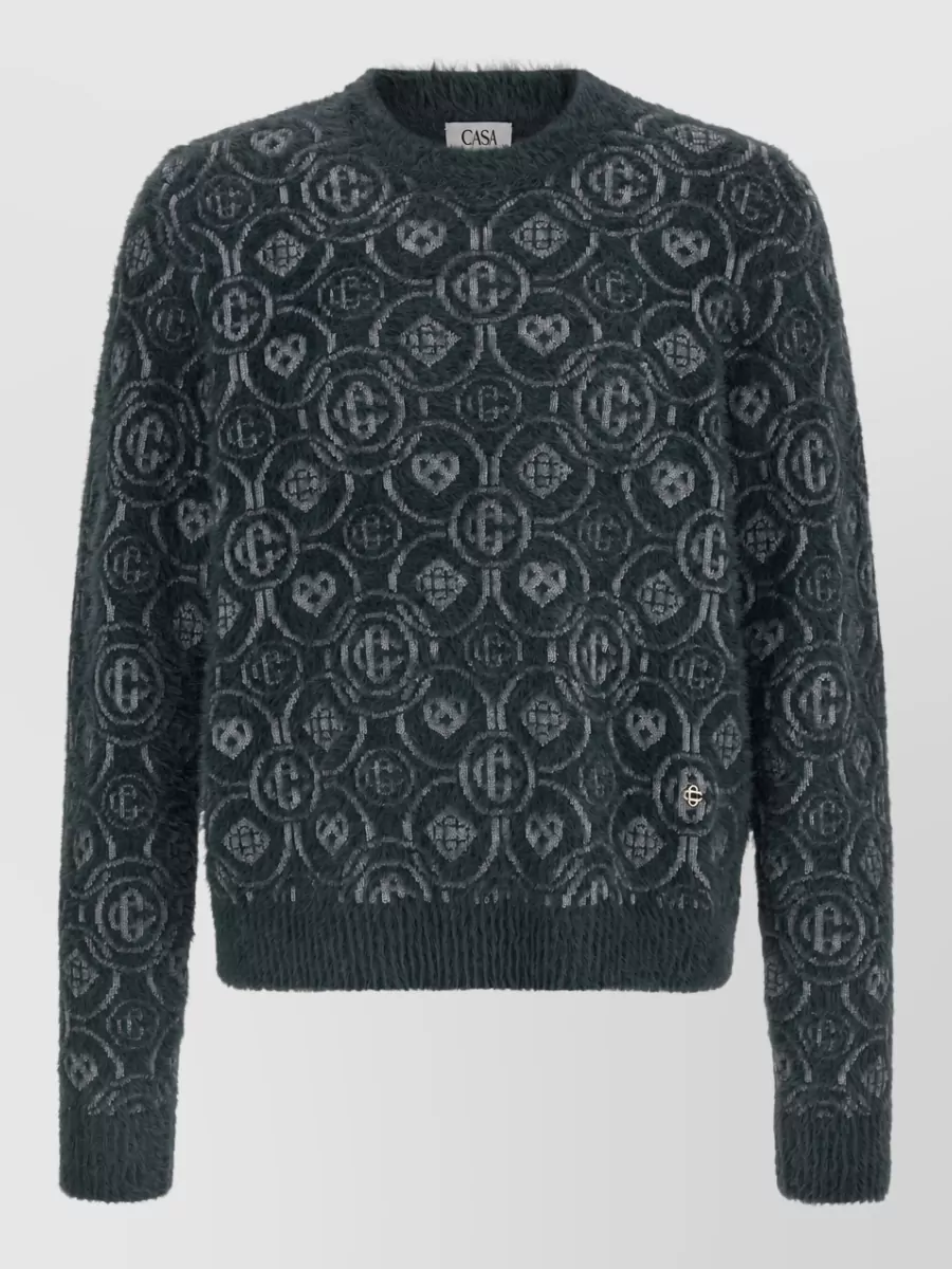 Casablanca Fluffy monogram fine-knit crewneck sweater