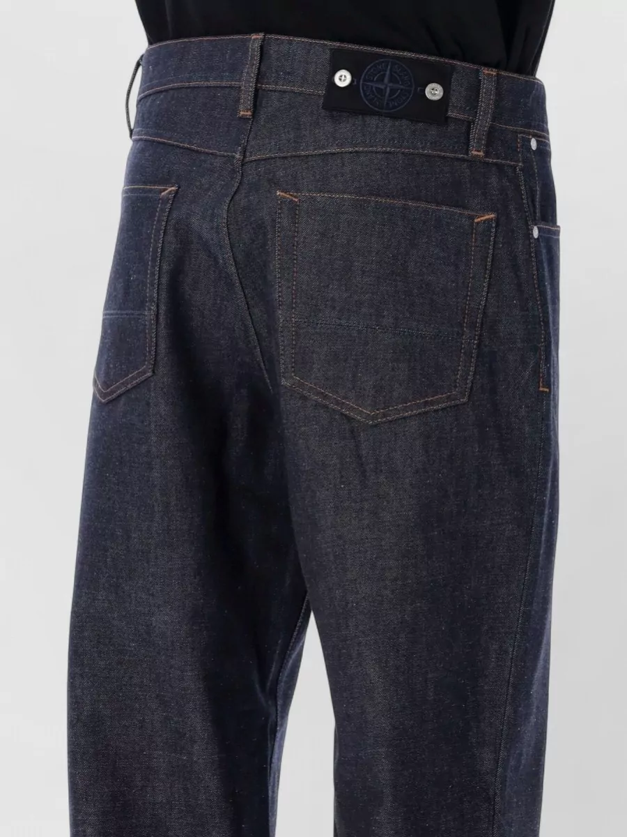 Stone Island Loose Fit Raw Denim Five Pocket Jeans