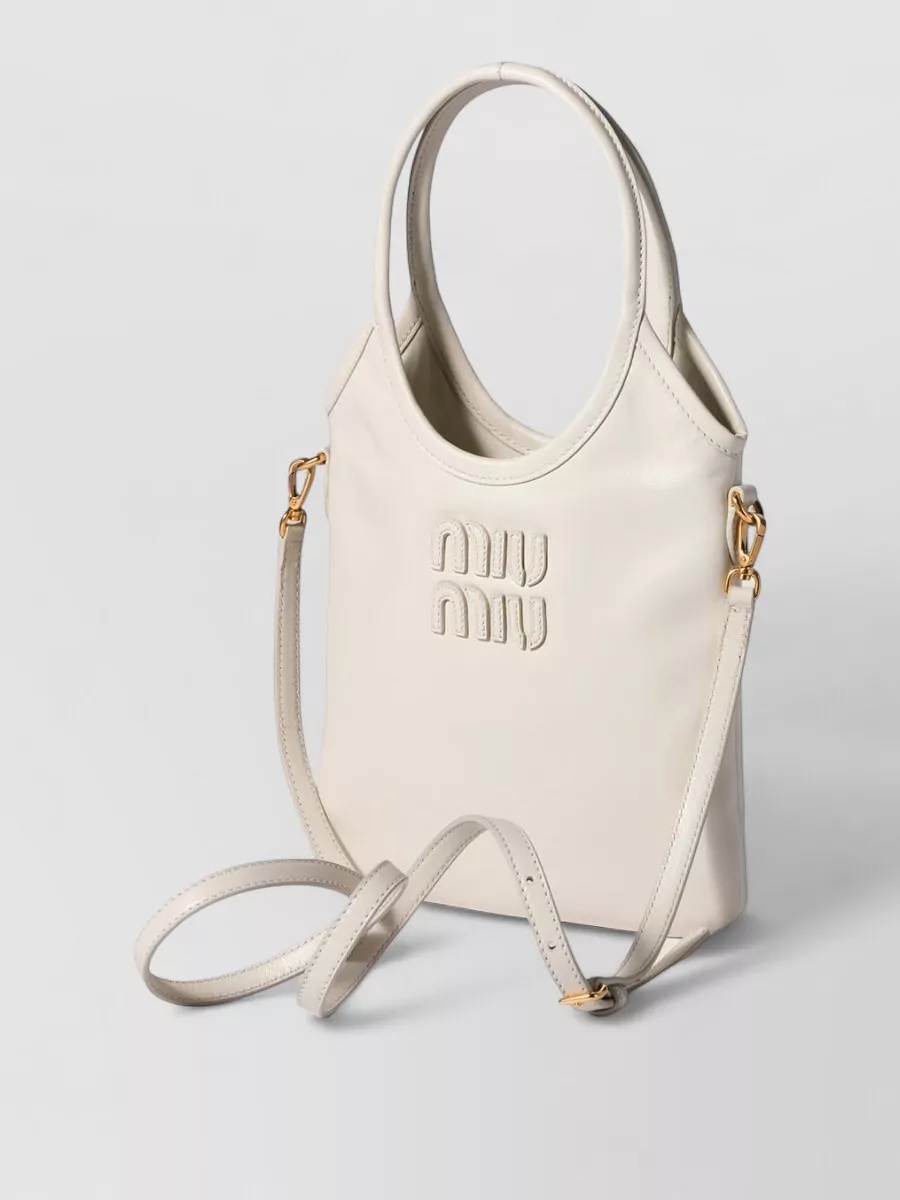 Miu Miu Leather Tote Bag Ivy With Detachable Strap