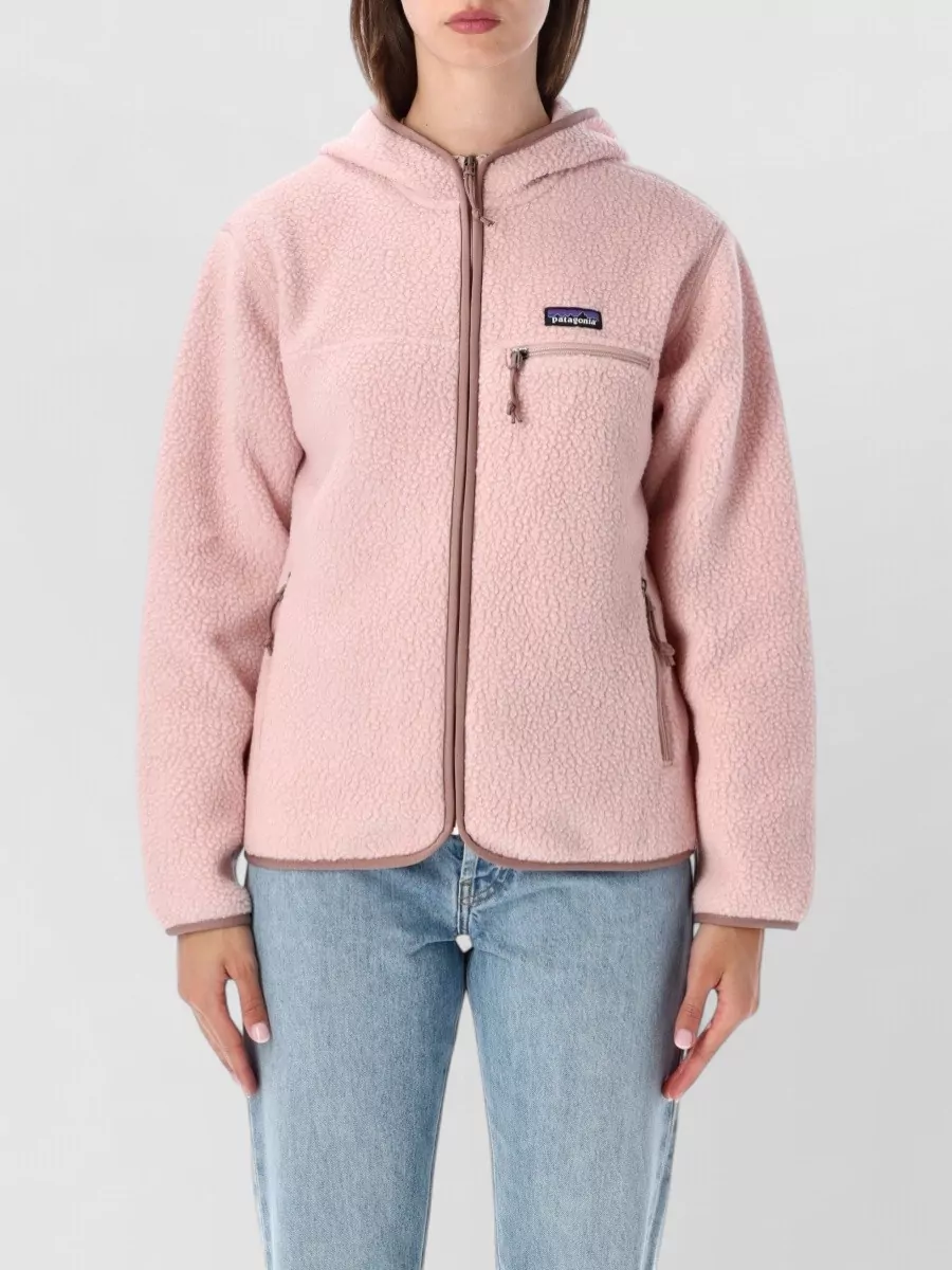 Patagonia recycled fleece hooded zip-up jacket
