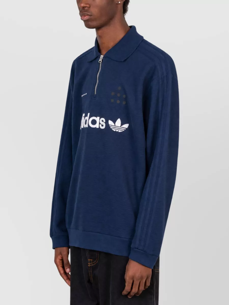 Adidas Cotton Waffle-Knit Long-Sleeve Polo Shirt