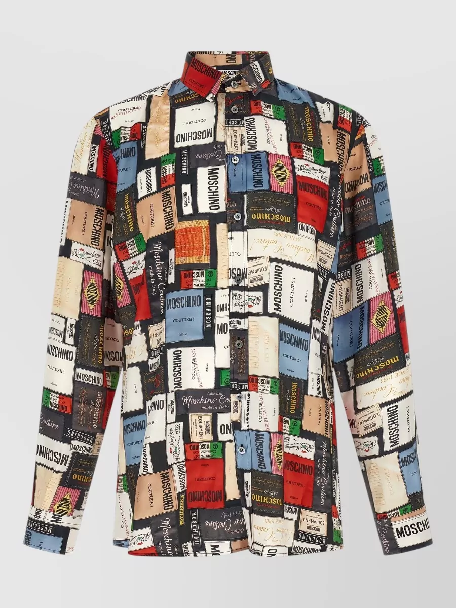 Moschino Silk Printed Long-Sleeve Shirt