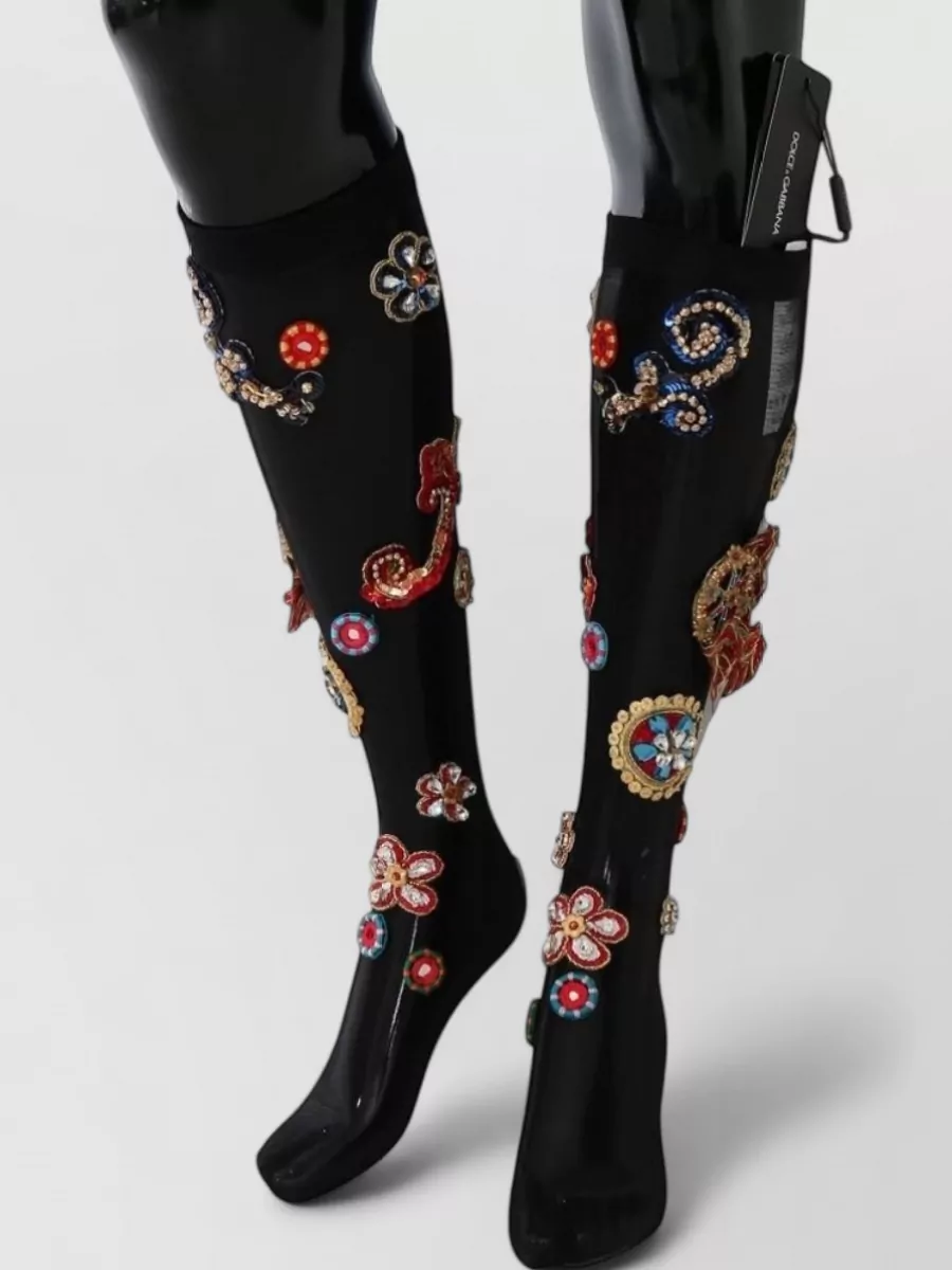 Dolce&Gabbana Crystal-Embellished Knee-High Socks