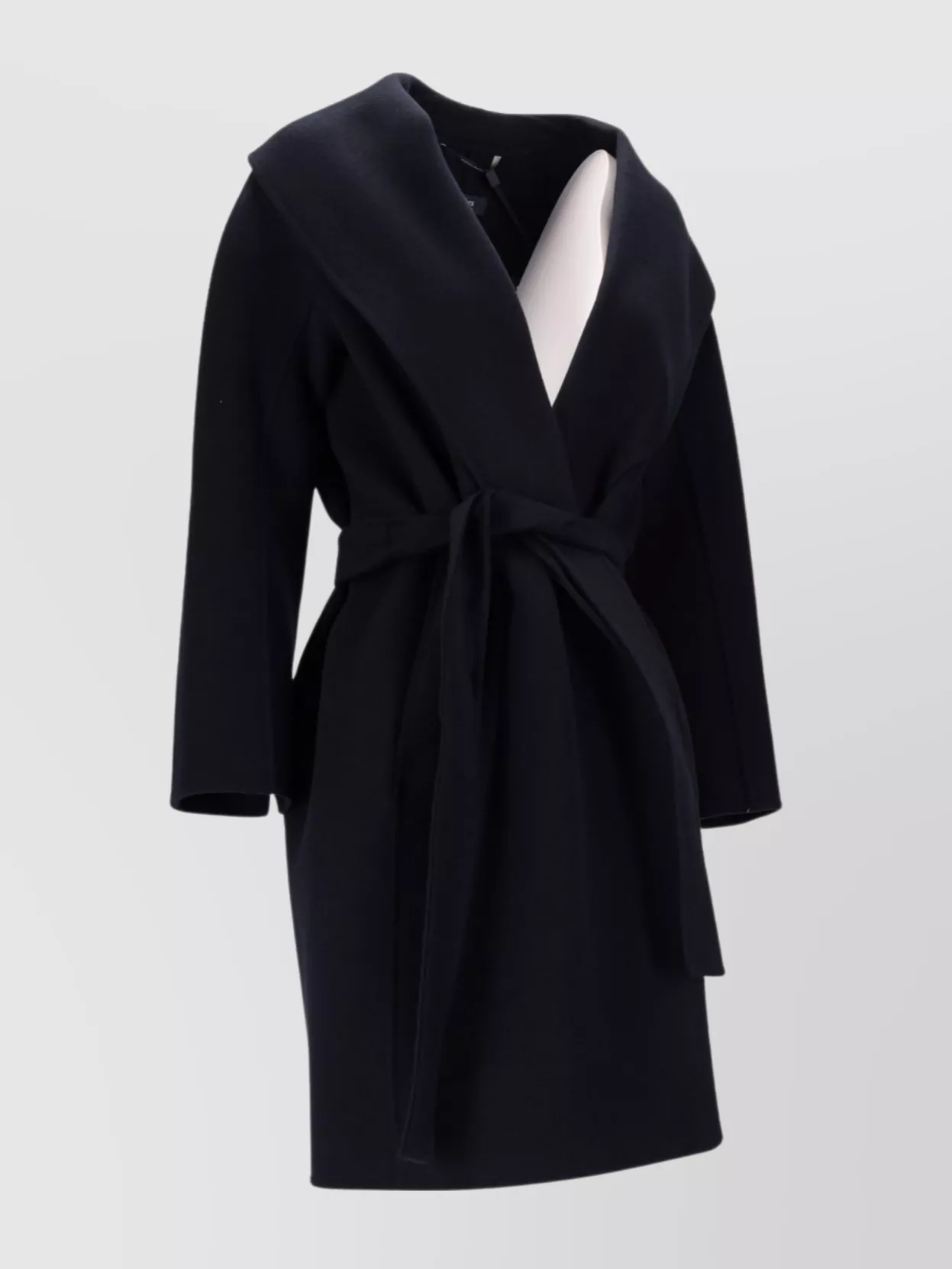 S Max Mara Belted Coat With Shawl Collar And Long Sleeves