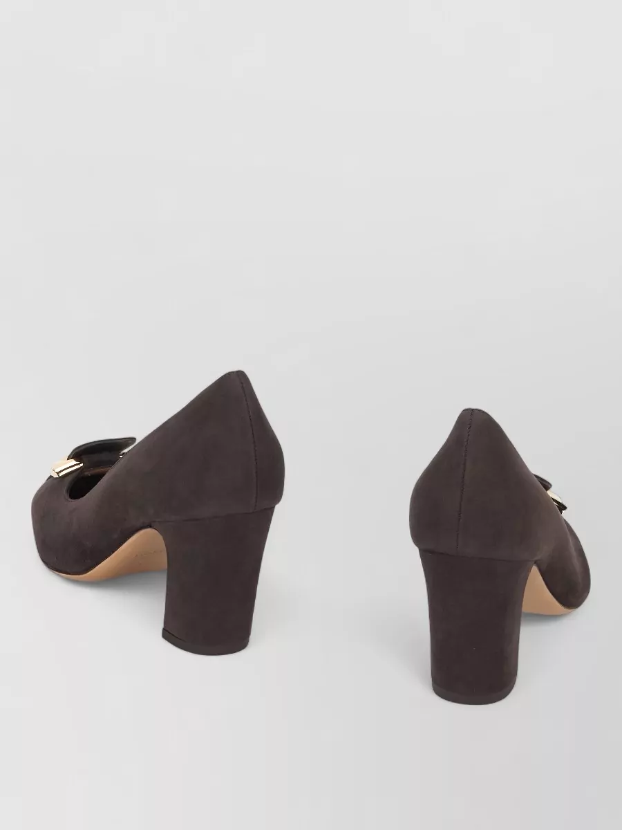 Ferragamo Leather Round-Toe Pumps