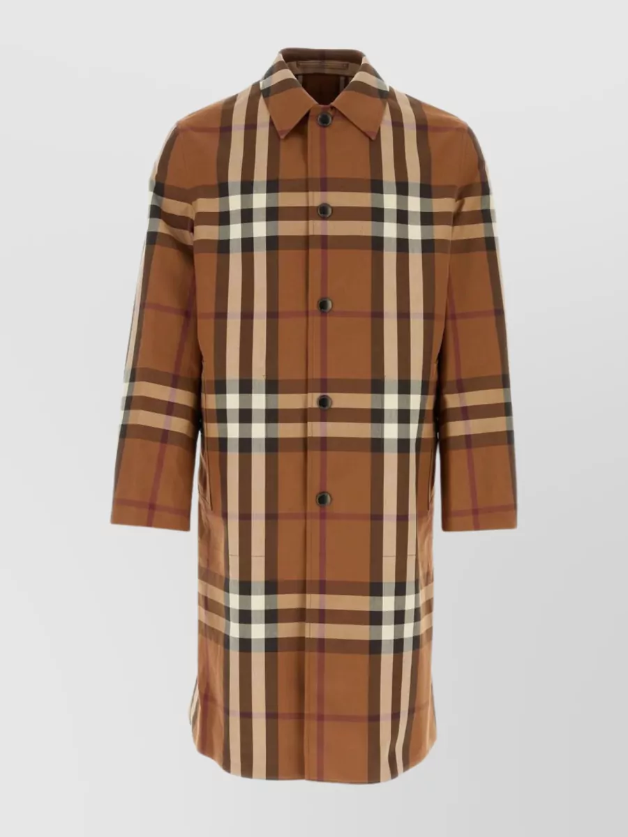 Shop Burberry Vintage Back-slit Reversible Coat With Check Embroidery In Brown