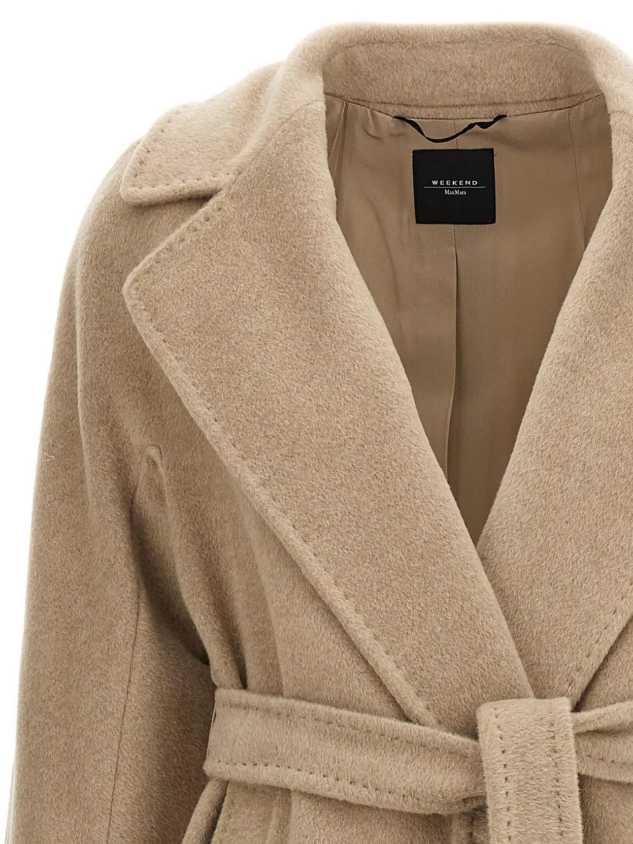 Weekend Max Mara Long Coat With Belted Waist And Pockets