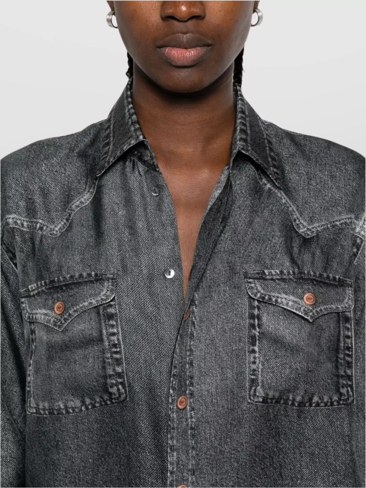 Pierre Louise Mascia Silk Shirt With Denim Pattern And Pockets