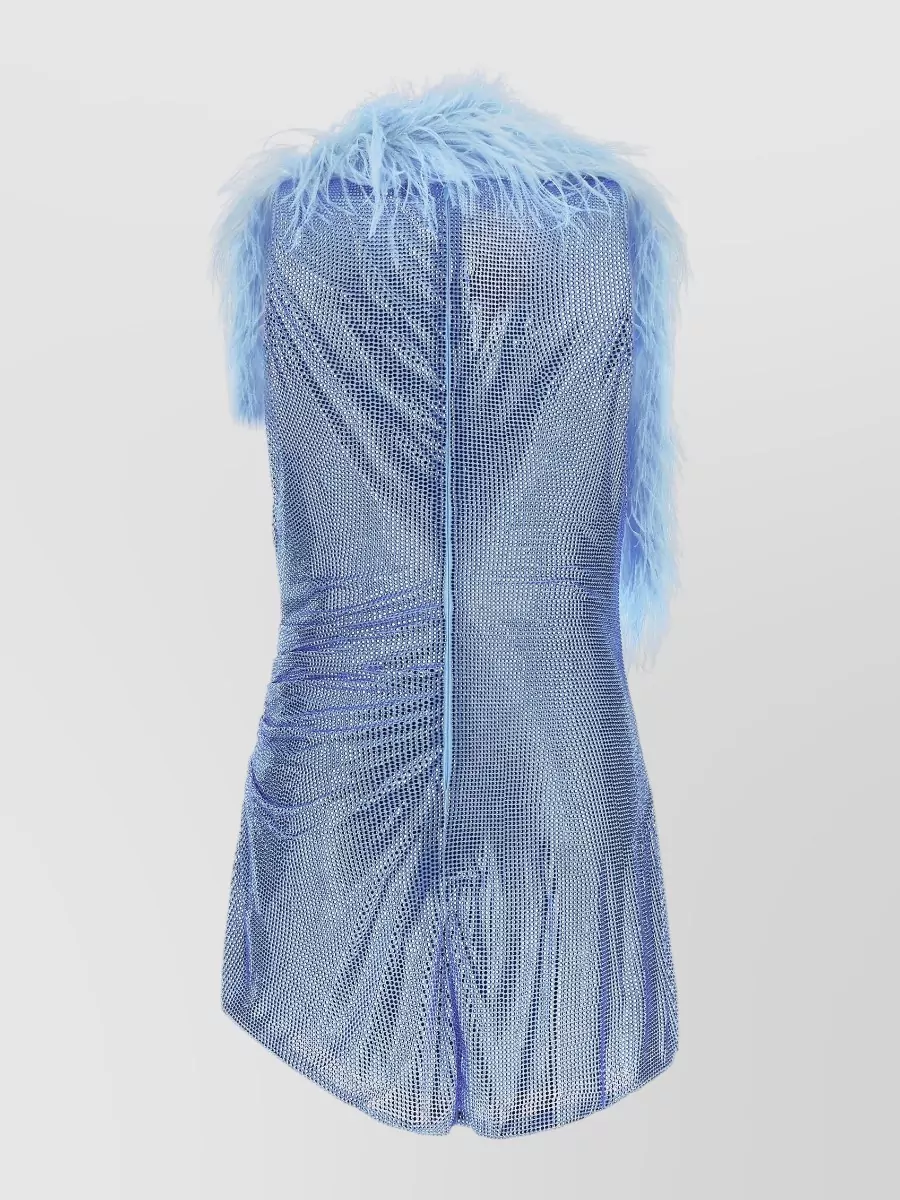 Giuseppe Di Morabito Crystal-Embellished Asymmetric Draped Feather-Trim Mini Dress