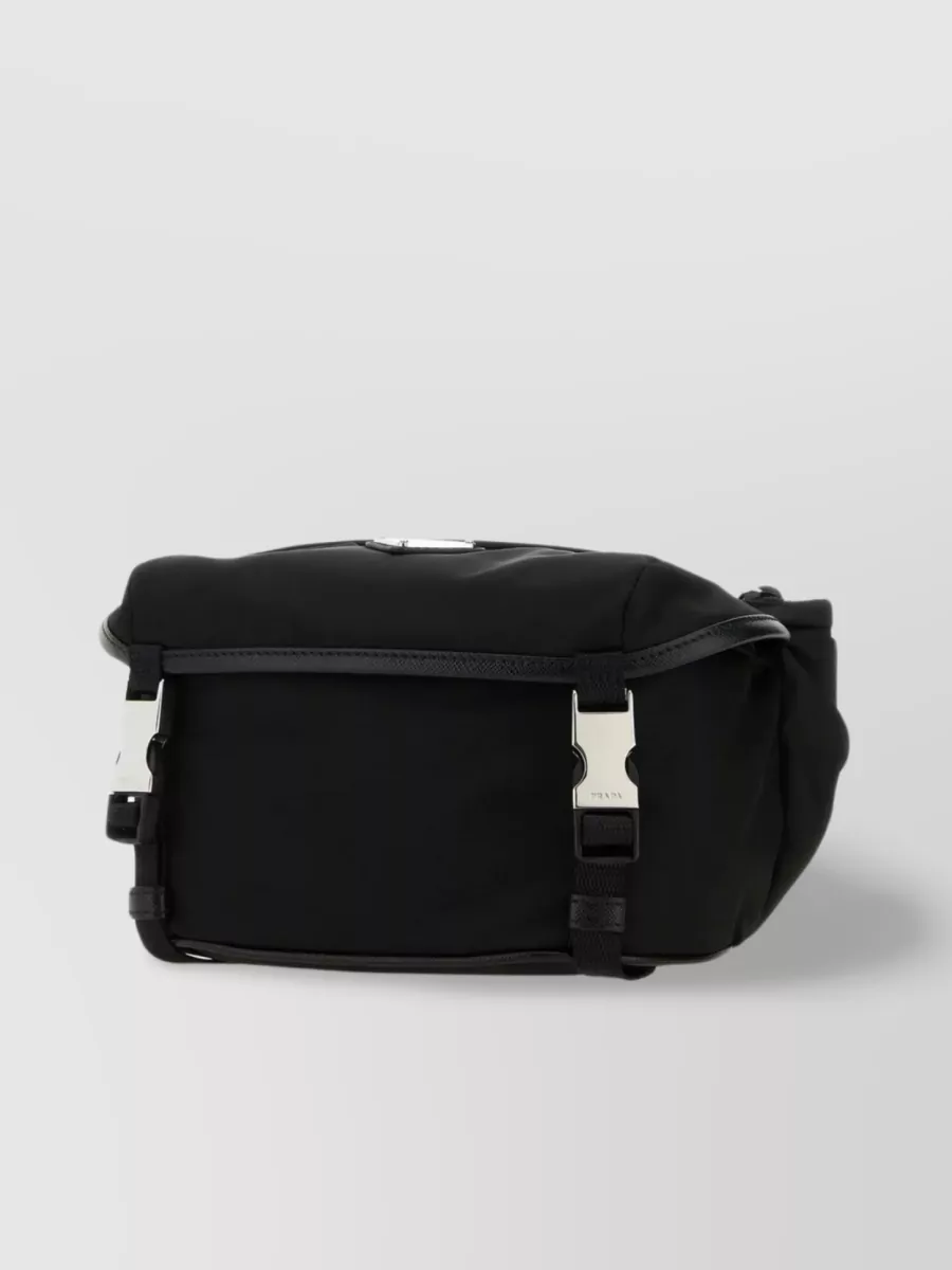 Shop Prada Nylon Crossbody Bag With Detachable Shoulder Strap In Black