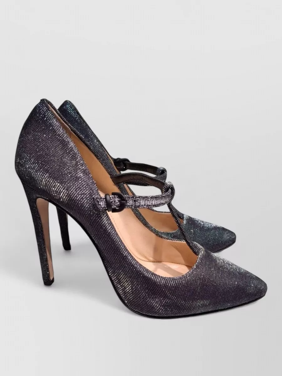 La Rose leather lurex pointed pumps