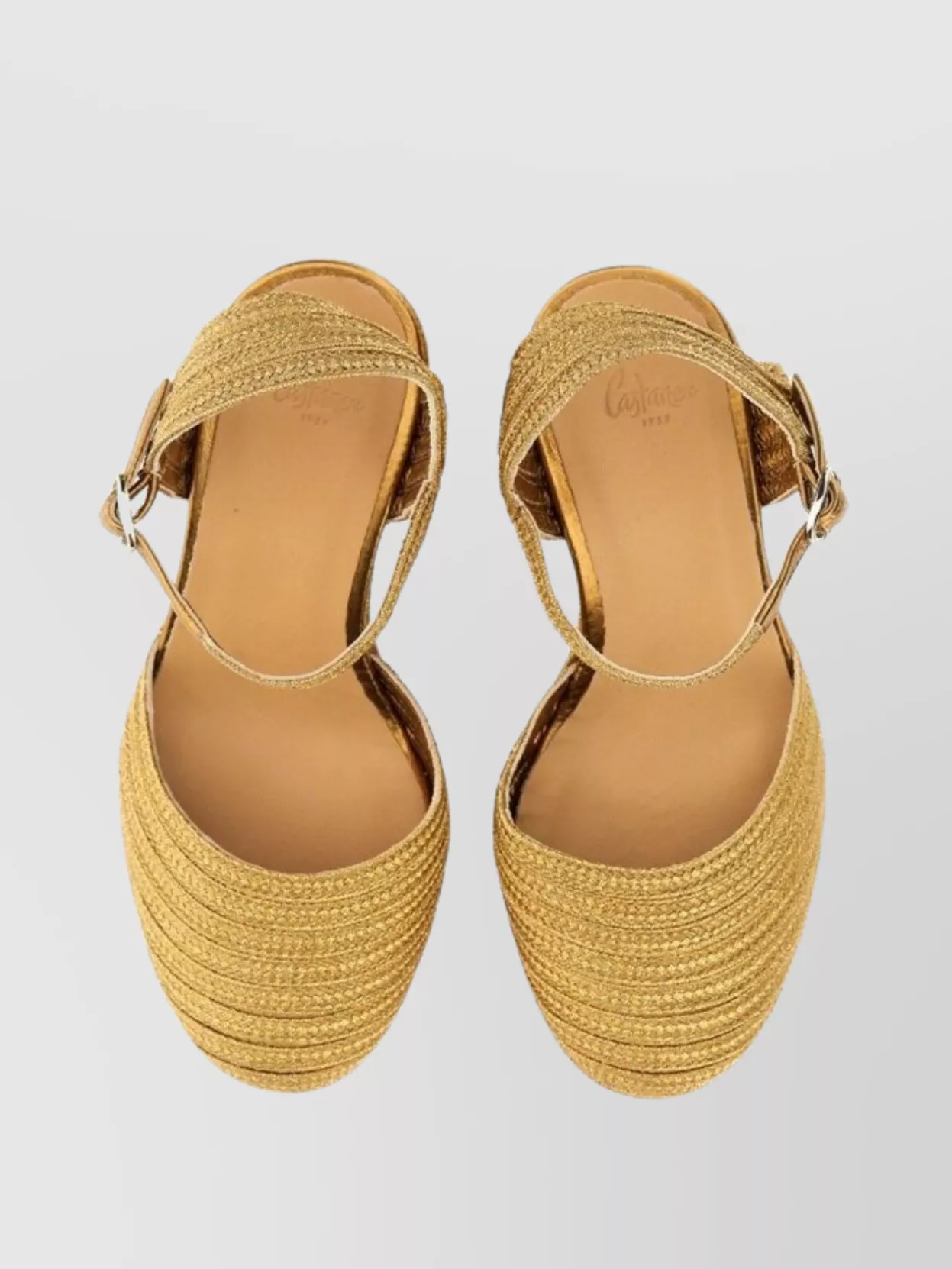 CASTAñER "CAROLYN" OPEN TOE TEXTURED WEDGE ESPADRILLES