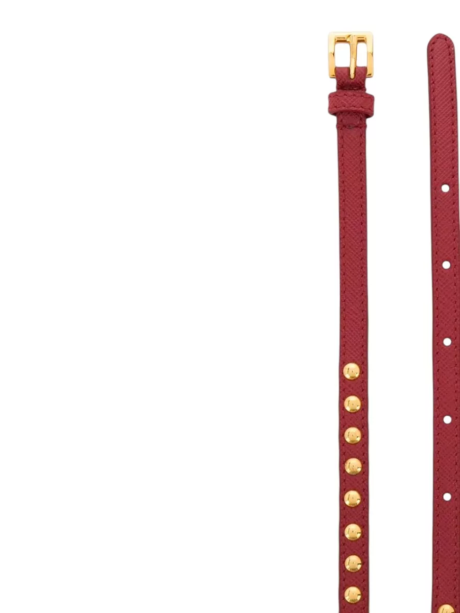 Prada Stud Embellished Textured Leather Adjustable Belt
