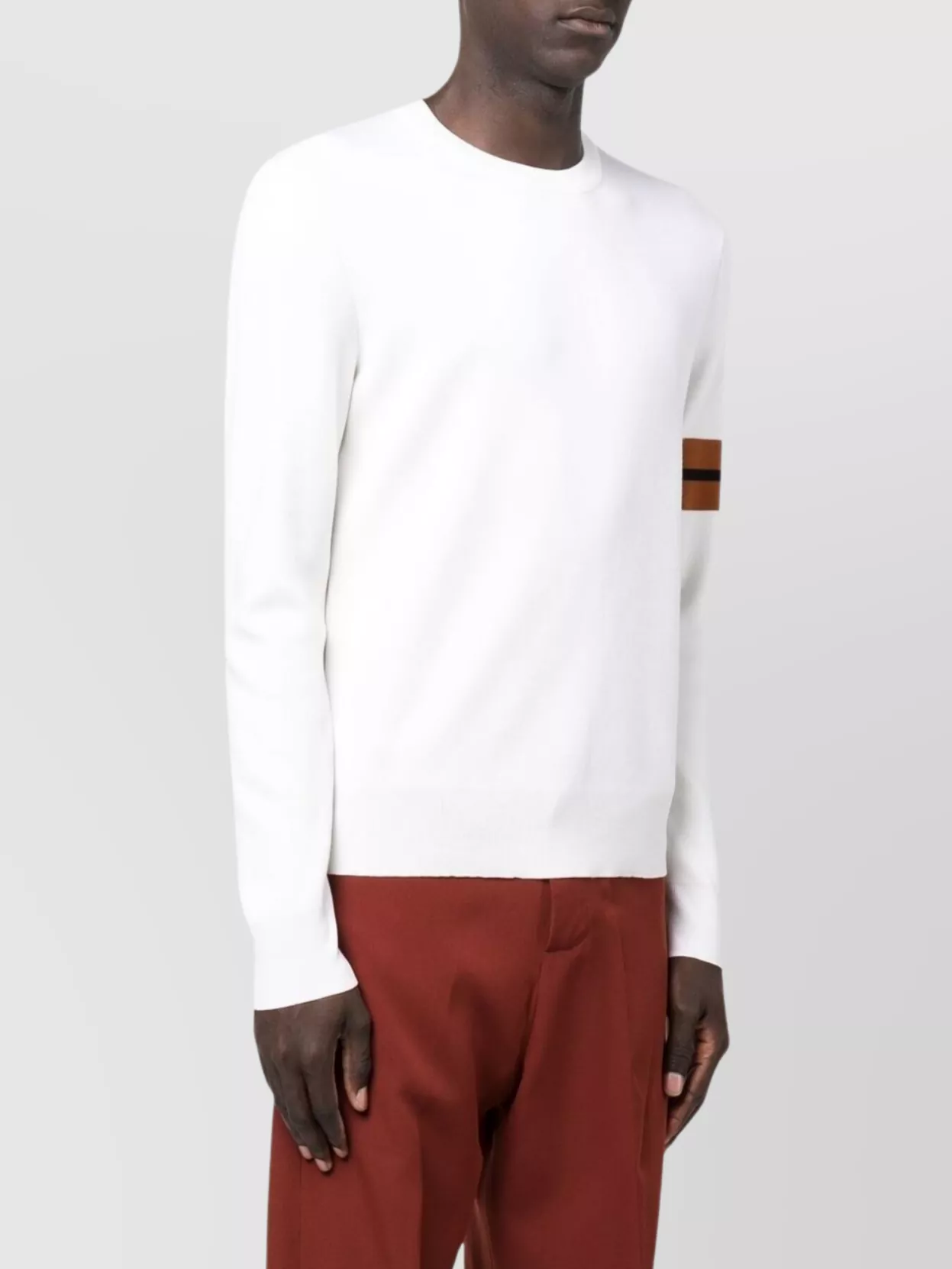 Zegna Crew Neck Sweater Contrast Stripe