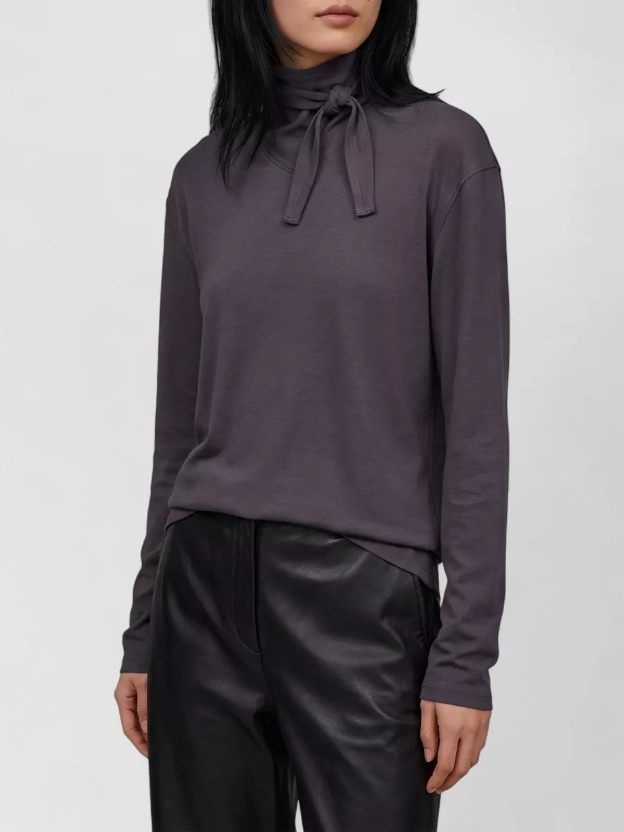 Lemaire Cotton v-neck long-sleeve knitted top