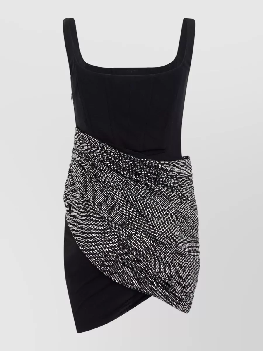 Giuseppe Di Morabito sleeveless draped rhinestone-embellished mini dress