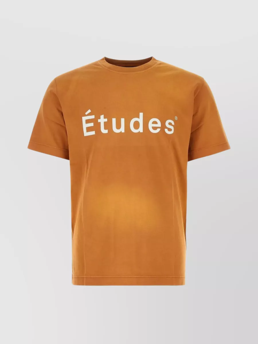 Shop Etudes Studio Wonder Études Crew-neck Short Sleeve Cotton T-shirt In Orange