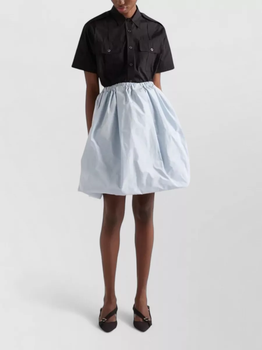 Prada Silk Gathered Midi Full Skirt