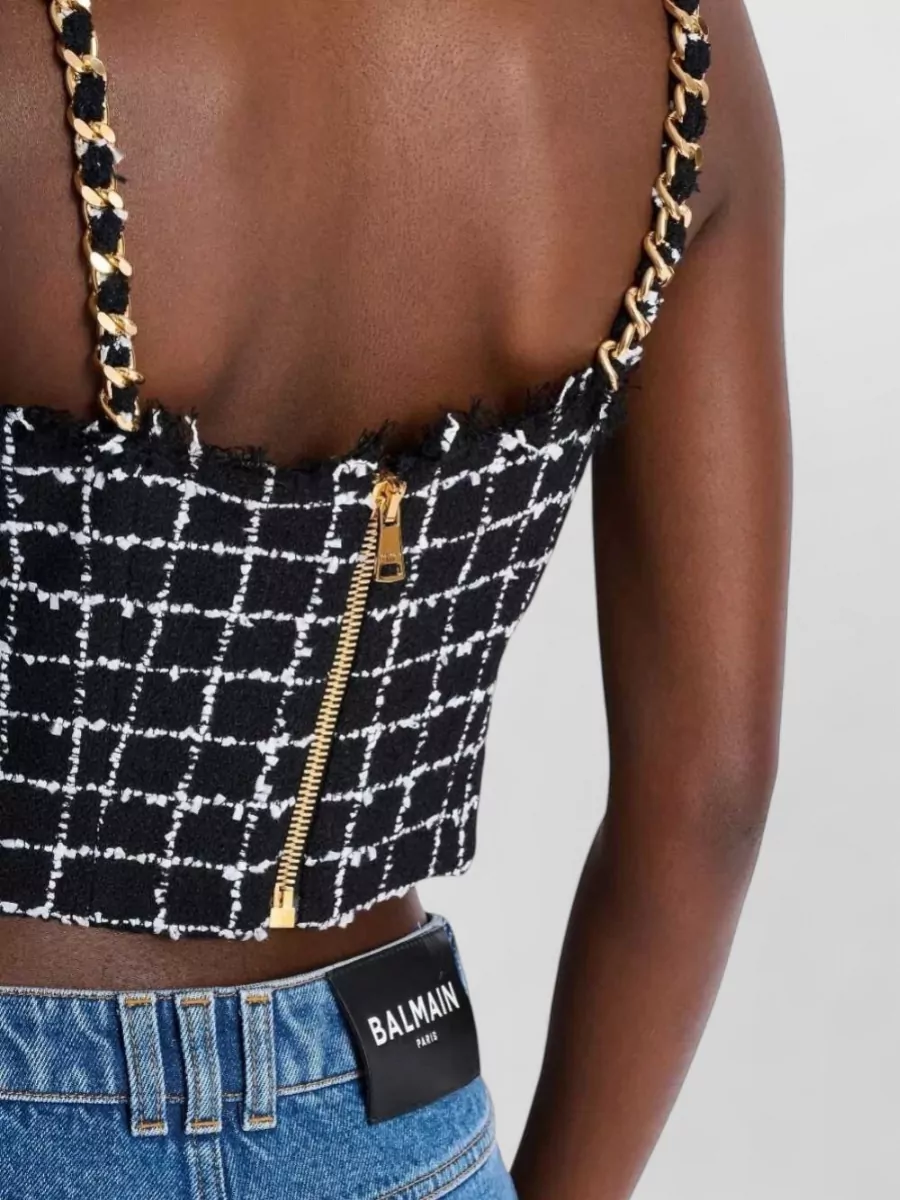Balmain Buttoned Tweed Tank Top