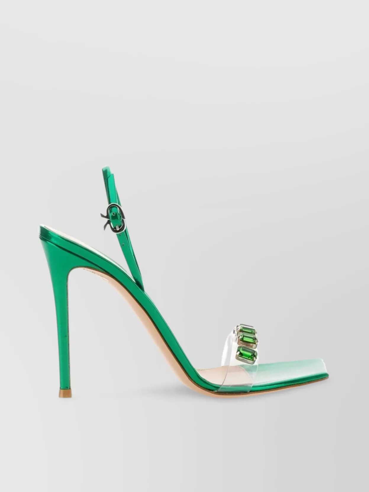 Shop Gianvito Rossi Gem Embellished Square Toe Sandal
