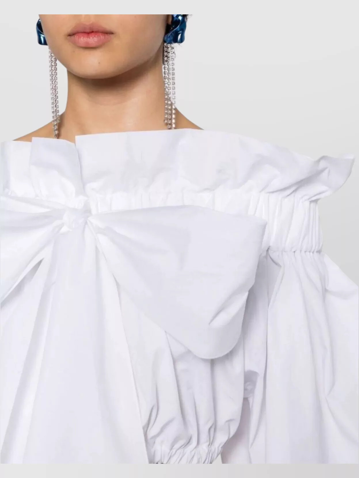 Patou Bow Detail Off-Shoulder Ruffled Top