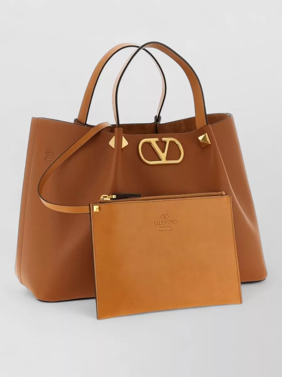 Valentino Garavani Vlogo Signature Medium Leather Tote Bag