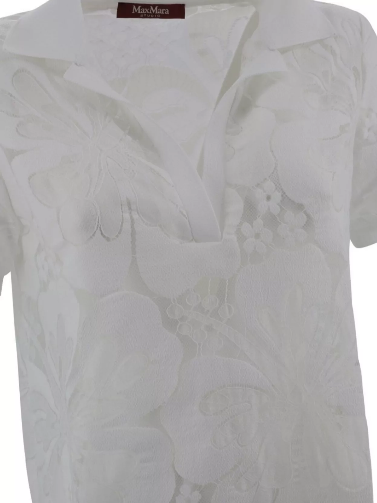 's Max Mara Floral Sheer Polo Textured Crewneck