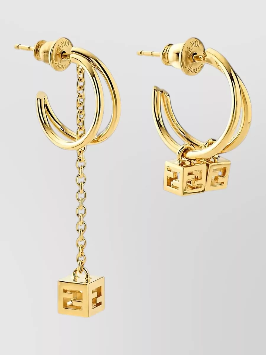 Fendi double hoop charm earrings