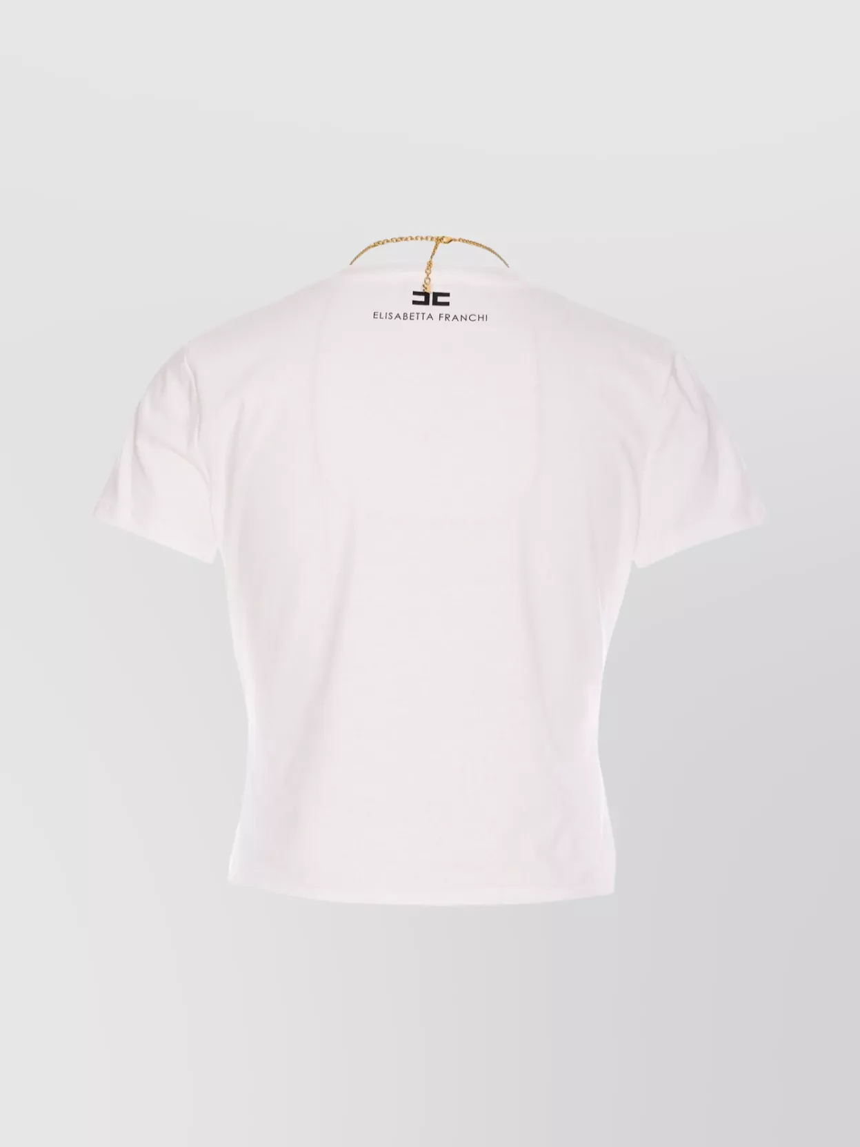 Elisabetta Franchi Crewneck T-Shirt With Gold Chain Detail